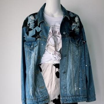 DENIM JACKET BLACK STAR