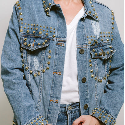 DENIM JACKET GOLDEN PEARLS