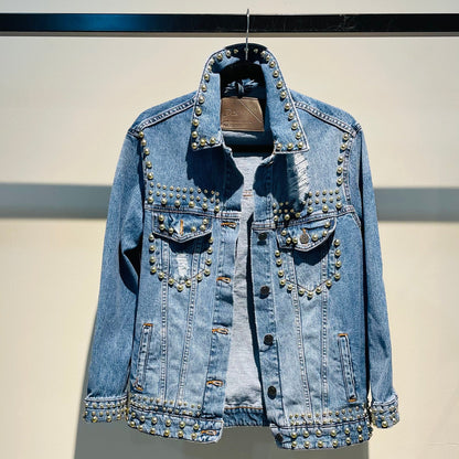 DENIM JACKET GOLDEN PEARLS