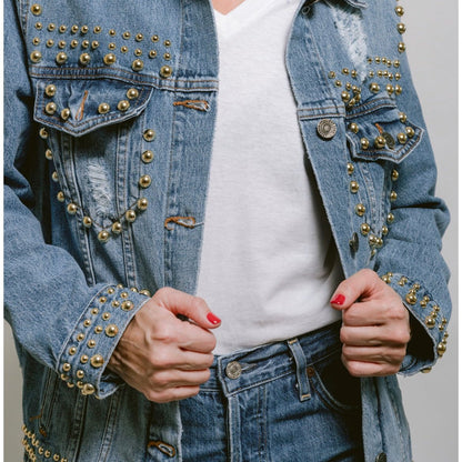 DENIM JACKET GOLDEN PEARLS