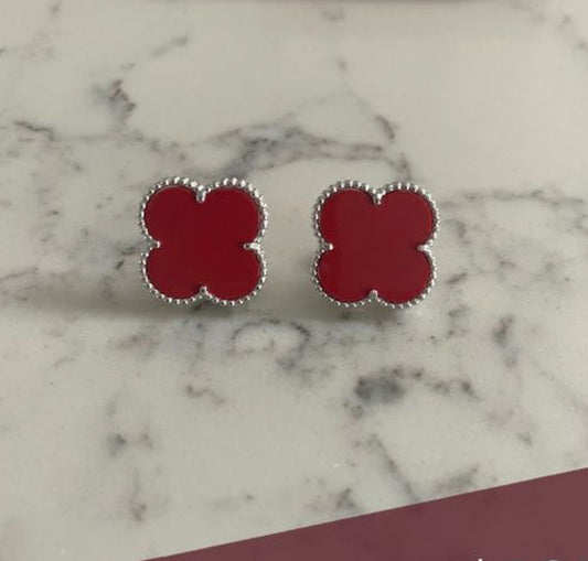 Aretes Flor Roja